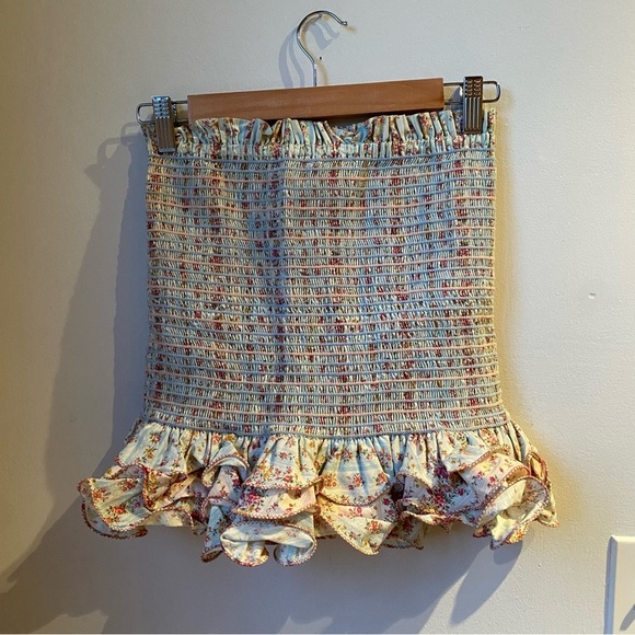 Petersyn Cream Bubble Mini Skirt Ruffle skirt Barrett Smocked Mini Skirt S - Picture 2 of 5